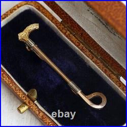 15ct Gold Brooch Victorian 15ct Rose Gold Riding Crop Pin Brooch