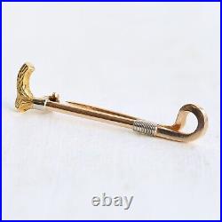 15ct Gold Brooch Victorian 15ct Rose Gold Riding Crop Pin Brooch