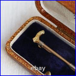 15ct Gold Brooch Victorian 15ct Rose Gold Riding Crop Pin Brooch