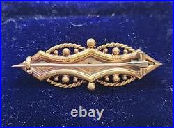 15ct Gold Diamond Brooch Antique Victorian 3.97 gms 42mm wide Chester Assay 1898