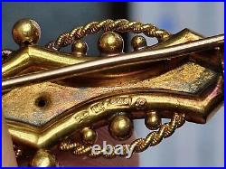 15ct Gold Diamond Brooch Antique Victorian 3.97 gms 42mm wide Chester Assay 1898