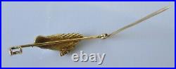 18ct Gold Brooch Victorian 18ct Yellow Gold Natural Pearl Ruby Bird Bar Brooch