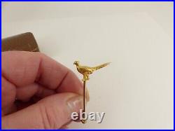 18ct Gold Pheasant Brooch Hunting Diamond Partridge Bird Victorian Antique Box E