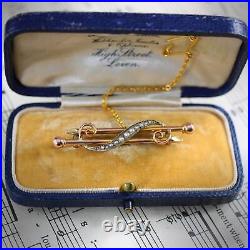 9ct Gold Antique Victorian Pearl Twin Bar Brooch Pin