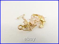 9ct Gold Brooch Anchor Hearts Sweetheart Antique Victorian with Gift Box