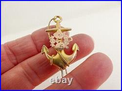 9ct Gold Brooch Anchor Hearts Sweetheart Antique Victorian with Gift Box