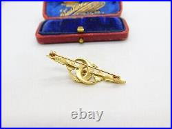 9ct Yellow Gold Victorian Style Seed Pearl & Sapphire Sweetheart Brooch 1982