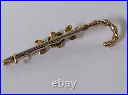 AN 18CT GOLD & PEARL VICTORIAN NOVELTY WALKING CANE BROOCH. RefAood