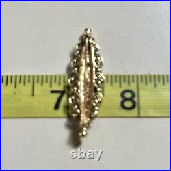 Antique 14K Yellow Gold Emerald Diamond Victorian Brooch 1.5 Inch Length