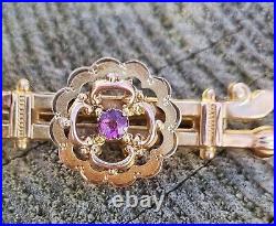 Antique 9ct Yellow Gold Rhodalite Garnet Bar Pin Brooch. Victorian