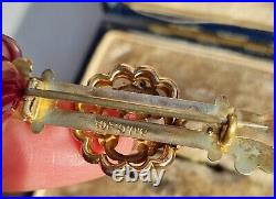 Antique 9ct Yellow Gold Rhodalite Garnet Bar Pin Brooch. Victorian