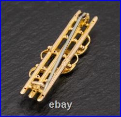 Antique Victorian 9ct Gold & Seed Pearl Bar Brooch / Pin c. 1880