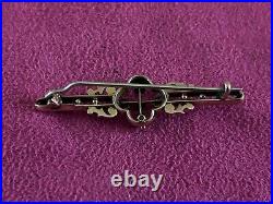Antique Victorian 9ct gold amethyst seed pearl bar brooch, 2 grams total