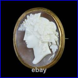 Antique Victorian Bacchante Cameo Brooch Pinchbeck Frame