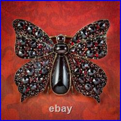 Antique Victorian Bohemian Garnet Butterfly Brooch