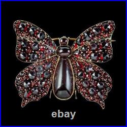 Antique Victorian Bohemian Garnet Butterfly Brooch