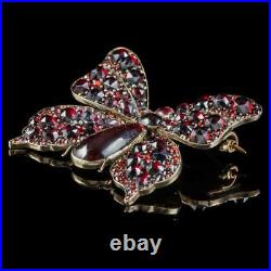 Antique Victorian Bohemian Garnet Butterfly Brooch