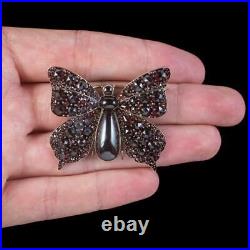 Antique Victorian Bohemian Garnet Butterfly Brooch