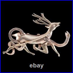 Antique Victorian French Diamond Stag And Snake Brooch 9ct Gold