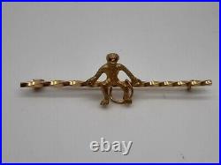 Antique Victorian Gold gilt metal sitting Monkey stick pin brooch, Rare