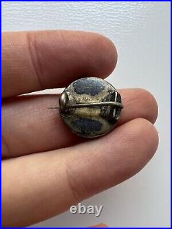 Antique Victorian Mourning Locket Round Dainty Brooch Pin 0.65