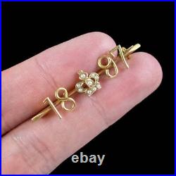 Antique Victorian Pearl Crown Bar Brooch 9ct Gold 1897 Diamond Jubilee