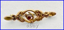 Antique Victorian Wishbone 9ct Gold Brooch Pin Good Luck symbol Vintage