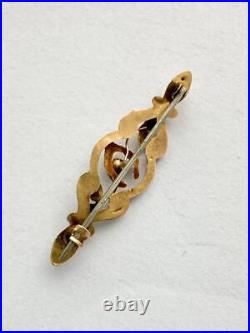 Antique Victorian Wishbone 9ct Gold Brooch Pin Good Luck symbol Vintage