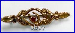 Antique Victorian Wishbone 9ct Gold Brooch Pin Good Luck symbol Vintage