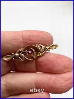 Antique Victorian Wishbone 9ct Gold Brooch Pin Good Luck symbol Vintage