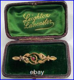 Antique Victorian Wishbone 9ct Gold Brooch Pin Good Luck symbol Vintage