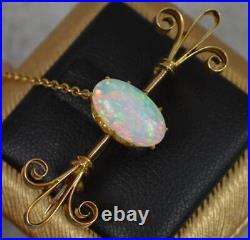 Colourful Victorian 15 Carat Gold and Natural Opal Brooch