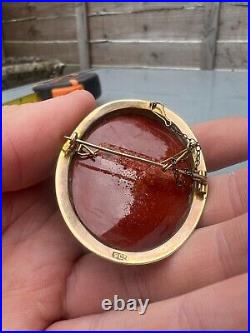 FANTASTIC LARGE VICTORIAN 9ct GOLD CARVED LAVA STONE CAMEO BROOCH