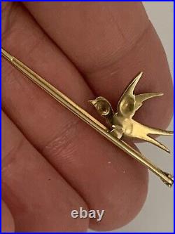 Fine Victorian 15ct Gold Baroque Pearl Blue Enamel Swallow Brooch Circa 1900