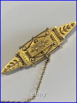 Fine Victorian 15ct Gold Lozenge Etruscan Brooch Circa 1890