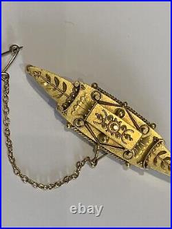 Fine Victorian 15ct Gold Lozenge Etruscan Brooch Circa 1890