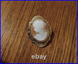 Gold Cameo Victorian Brooch