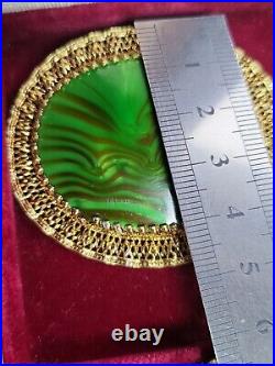 HUGE ANTIQUE VICTORIAN BANDED AGATE & GOLD TONE BROOCH PIN superb specimen