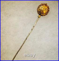 Magnificent Antique Victorian 18 Carat Gold Stick Pin Brooch Ball Shape