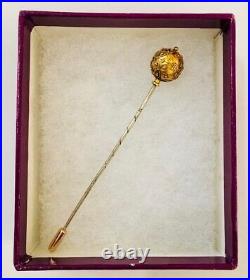 Magnificent Antique Victorian 18 Carat Gold Stick Pin Brooch Ball Shape