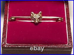 Mid Victorian 9ct Yellow Gold Rose Cut Diamond and Ruby Eyes Fox Brooch