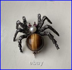 Opulent Victorian Spider Brooch Gold Diamonds Rubies And Pearls Extremely Rare