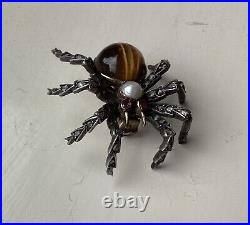 Opulent Victorian Spider Brooch Gold Diamonds Rubies And Pearls Extremely Rare