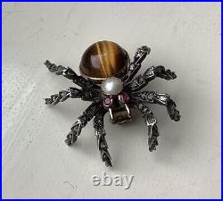 Opulent Victorian Spider Brooch Gold Diamonds Rubies And Pearls Extremely Rare