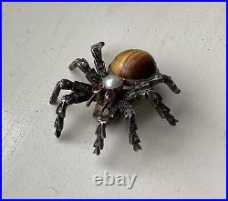 Opulent Victorian Spider Brooch Gold Diamonds Rubies And Pearls Extremely Rare