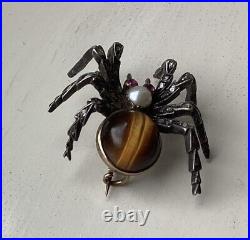 Opulent Victorian Spider Brooch Gold Diamonds Rubies And Pearls Extremely Rare