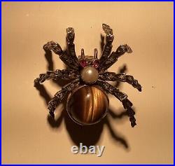 Opulent Victorian Spider Brooch Gold Diamonds Rubies And Pearls Extremely Rare