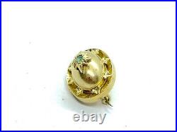 Ornate 1880's Antique Victorian 15CT Gold Natural Emerald Brooch Lace Pin