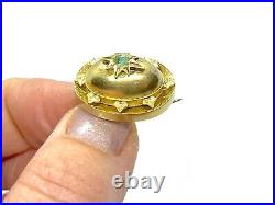 Ornate 1880's Antique Victorian 15CT Gold Natural Emerald Brooch Lace Pin