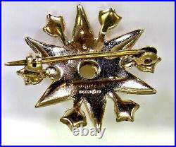 Quality Victorian Pearl Starburst 9ct Yellow Gold Brooch